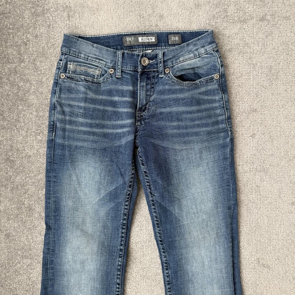 BKE Aiden Bootcut Jeans Womens 28R Blue Wash Mid Rise Stretch Embroidered - Picture 2 of 12